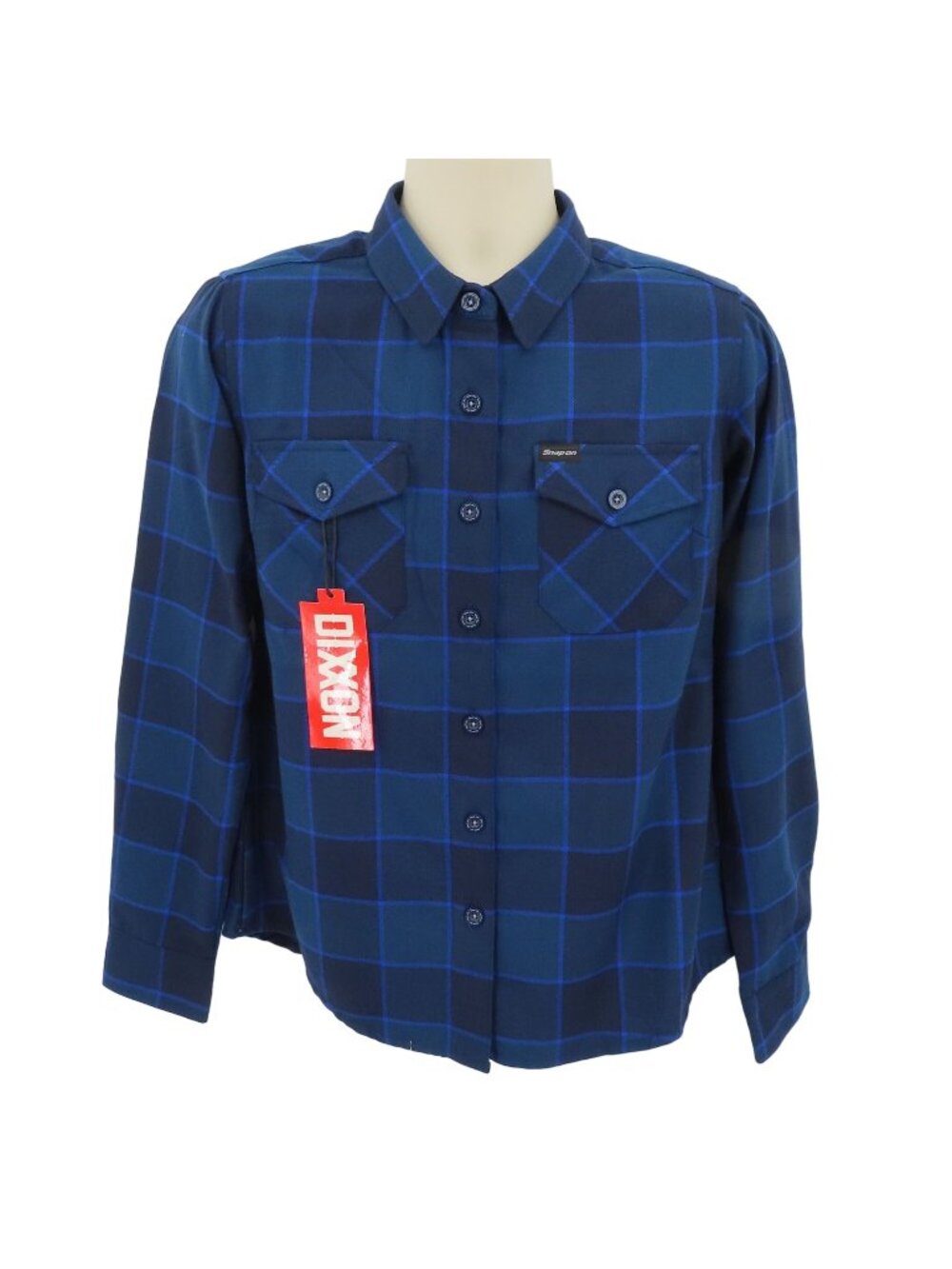 NEW Dixxon Snap On Women Medium Blue Two Pocket Long Sleeve Button Down Flannel
